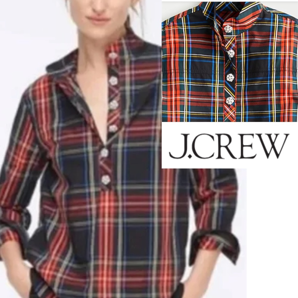 J.Crew Bejeweled button neck tunic, S - Picture 1 of 6